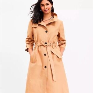 LOFT Tan Trench (Anorak) Coat with Tie Waist